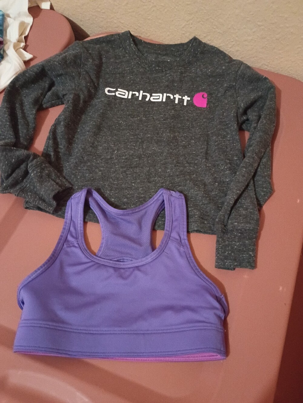 Girls Size 4T Bundle Carhartt Long Sleeve And Athletic Works Sports Bra